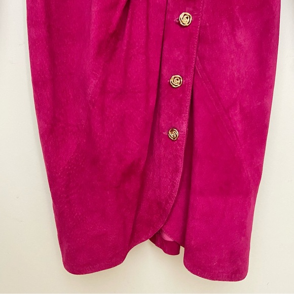 Vintage Pink Suede Leather Dress - Picture 4 of 5